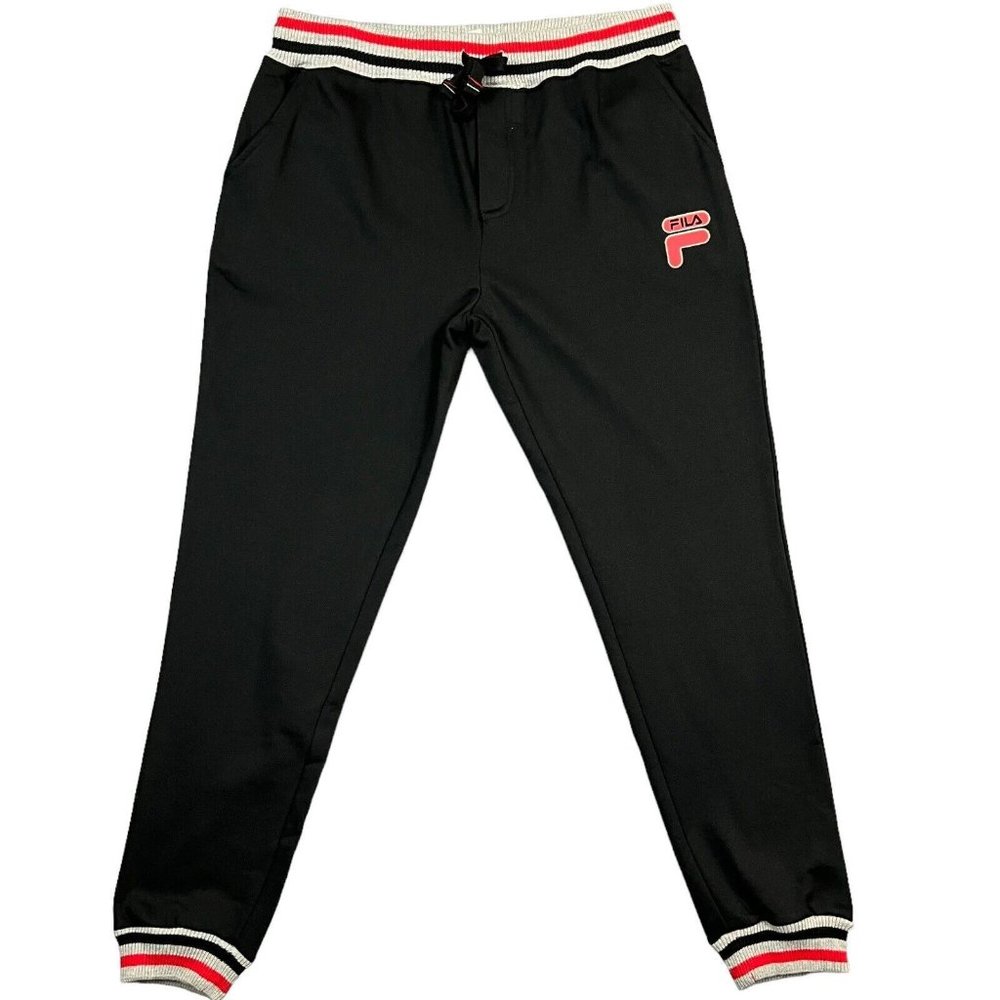 Fila Men's Knit Jogger Pants XL (39X32) Black Sleepwear - Loungewear